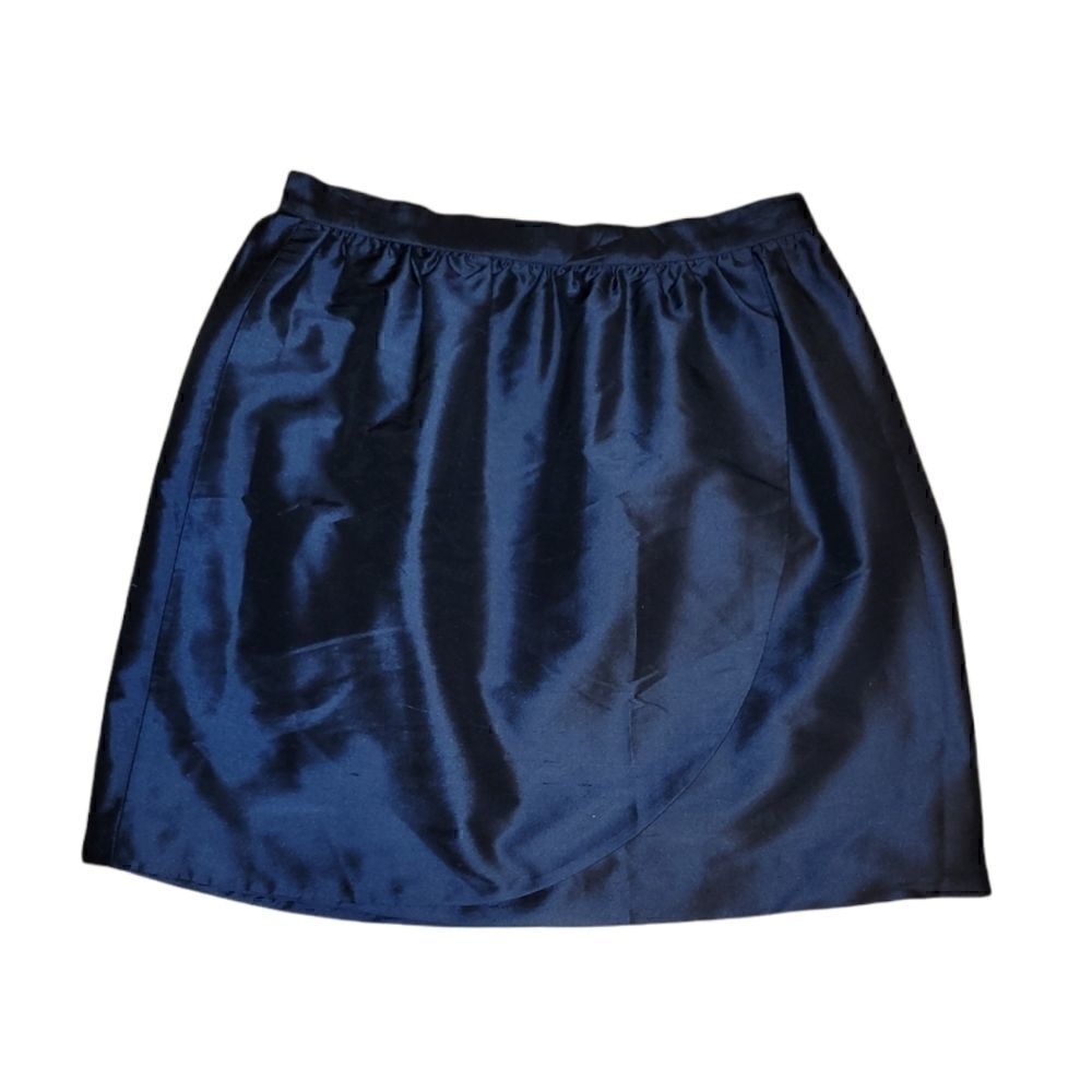 Annie Griffin Navy Tulip Silk Skirt 6